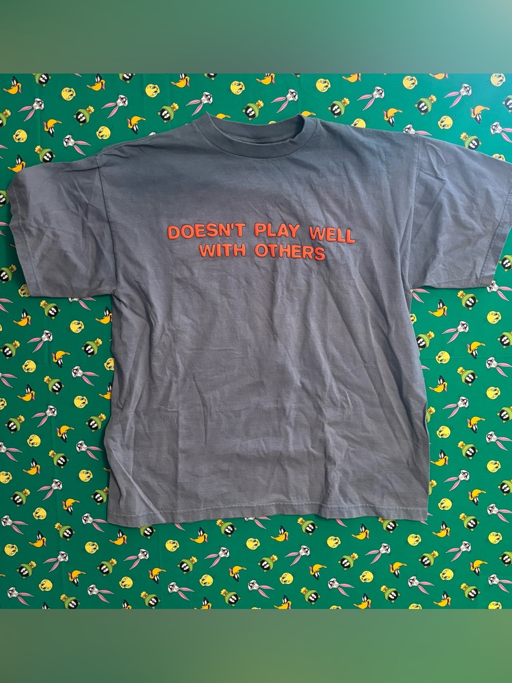 Gray Short Sleeve Graphic Tee - Doesn't Play Well With Others